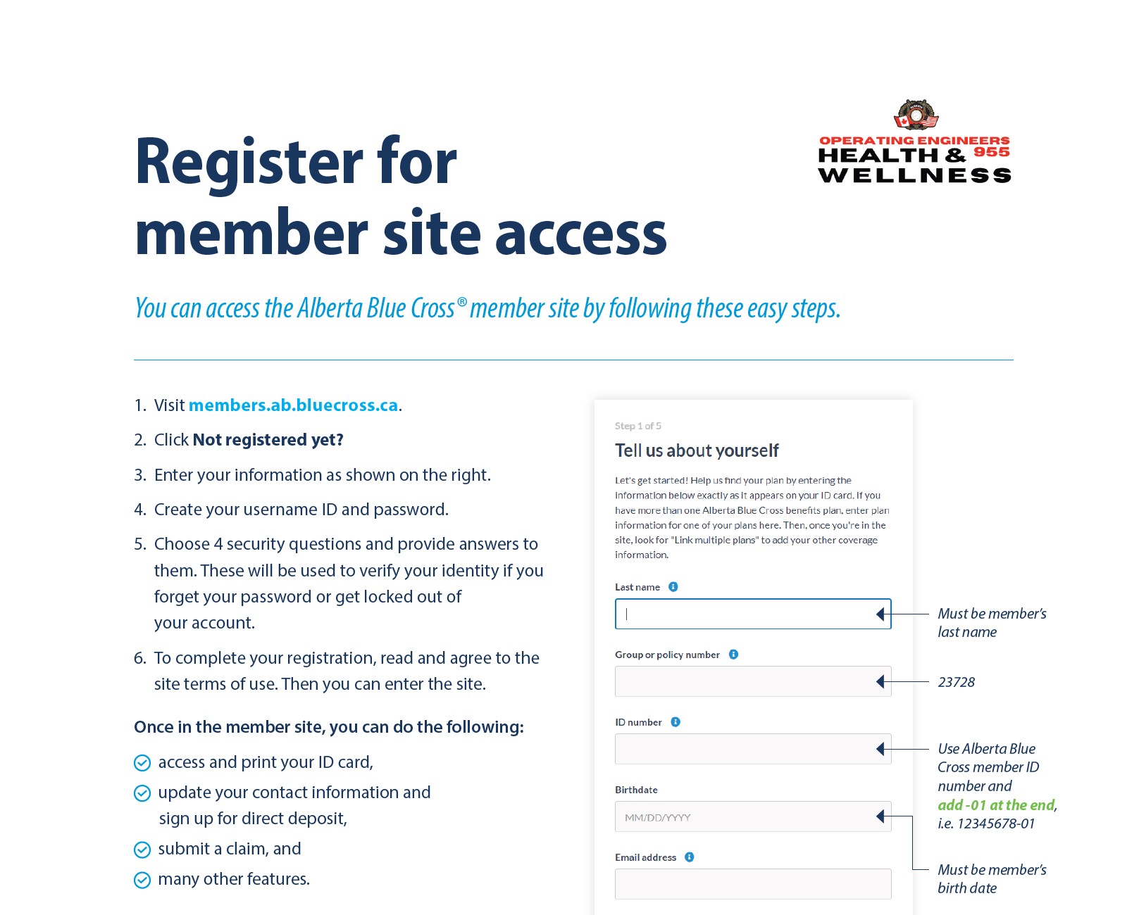 Member site registration